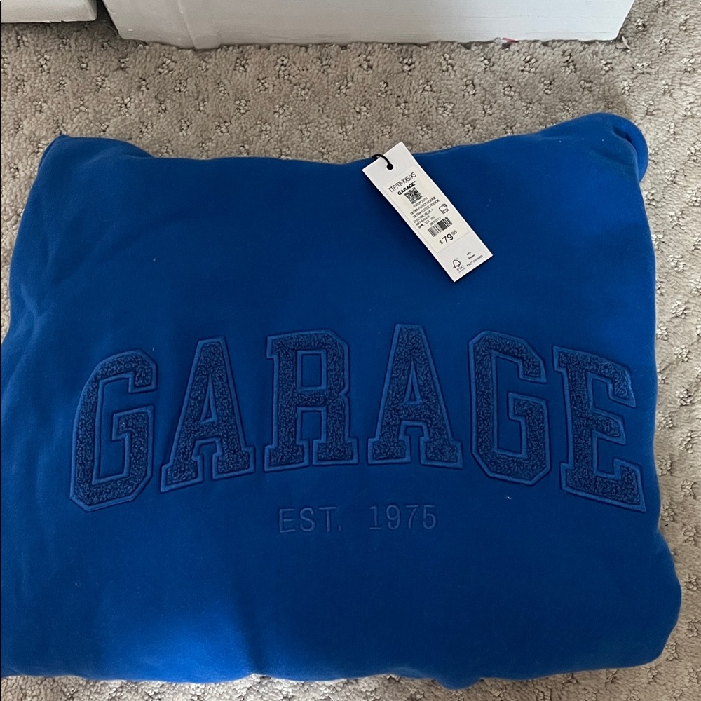 Garage Royal Blue Logo Accent Pillow